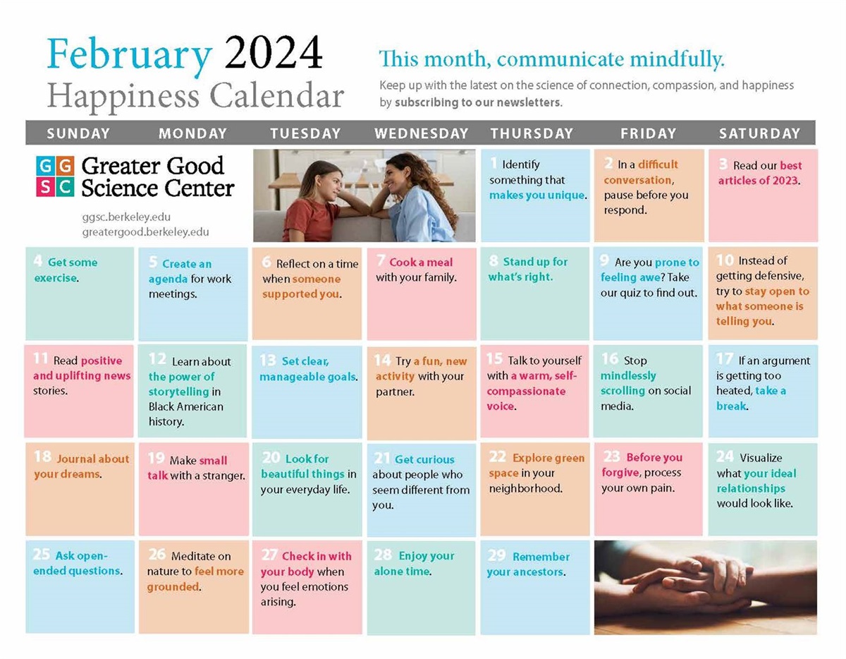 February 2024 Happiness Calendar County of Fresno