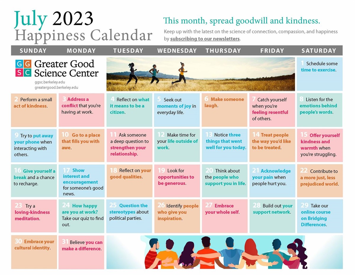 July 2023 Happiness Calendar County of Fresno